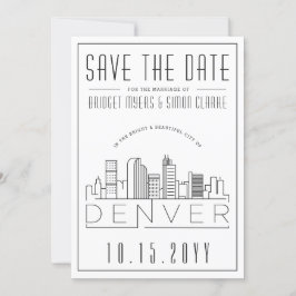 Convites Denver Wedding Stylized Skyline Salvar Data