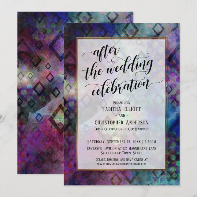 Convites Depois da Celebração de Casamento Abstrato com Dou (Frente/Verso)