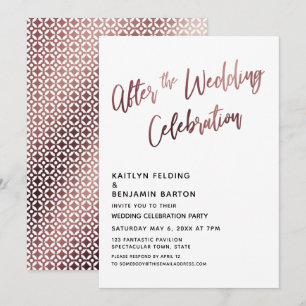 Convites Depois da Celebração de Casamento Recepção Rose Go