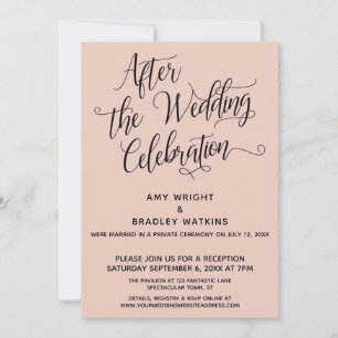 Convites Depois da Celebração de Casamento Rosa Bege Elegan