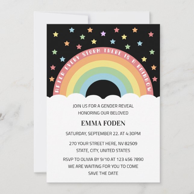 Convites Depois de cada tempestade há um arco-íris (Frente)