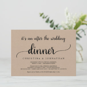 Convites Depois do jantar de casamento, Elopamento Rústico 