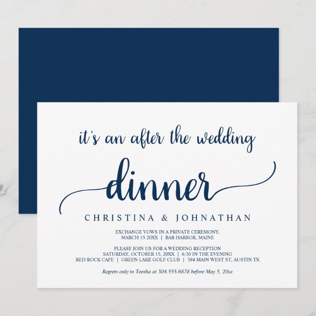 Convites Depois do Jantar de Casamento, Fuga Romântica Rúst (Frente/Verso)