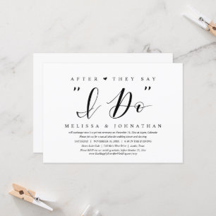Convites Depois que eles dizem Sim, Jantar de Fuga de Casam