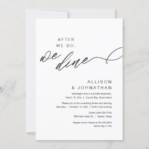 Convites Depois que o fizermos, jantamos, moderno Elopement
