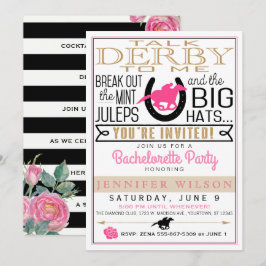 Convites Derby Bachelorette Black/Dourado/Pink Roses Person
