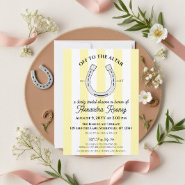 Convites Derby Bridal Shower Yellow Cabana Stripe Horseshoe