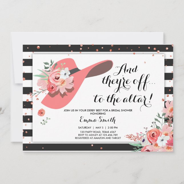 Convites Derby Chá de panela Veste um Chapéu (Frente)