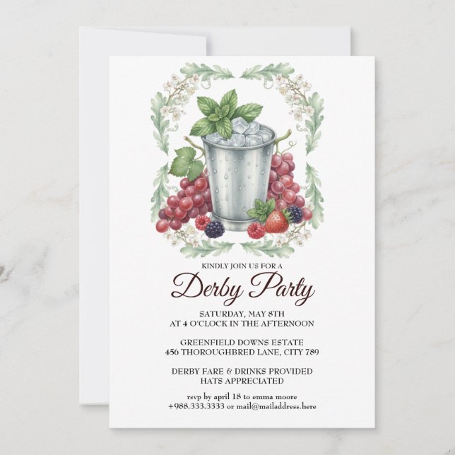 Convites Derby Day Mint Julep Horse Race Party Invitation (Frente)