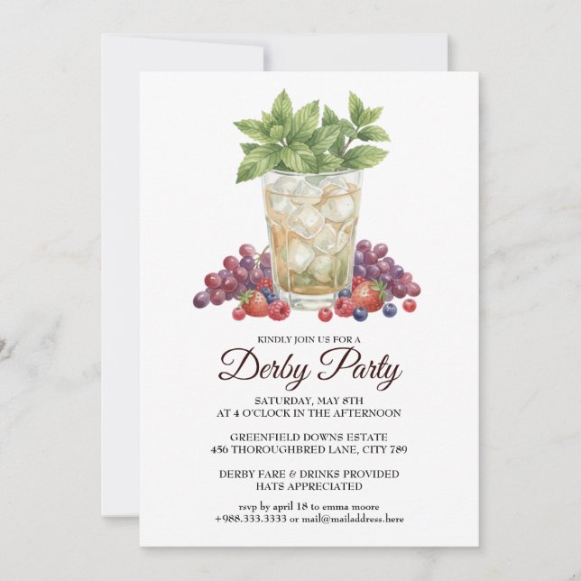 Convites Derby Day Mint Julep Horse Race Party Invitation (Frente)