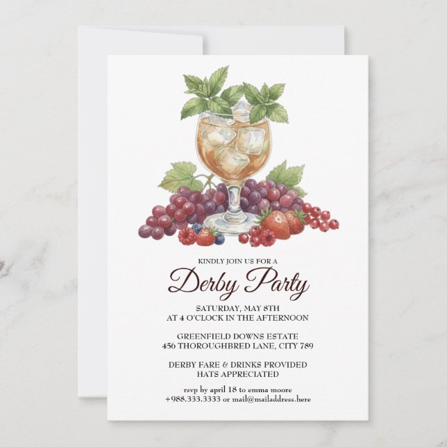 Convites Derby Day Mint Julep Horse Race Party Invitation (Frente)