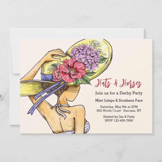 Convites Derby de Chapéus e Cavalos (Frente)
