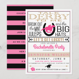 Convites Derby Girly/Festa de solteira Rosa/Preto/Dourado