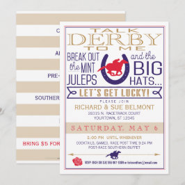 Convites Derby Horse Racing Party Blue/Red/Dourado
