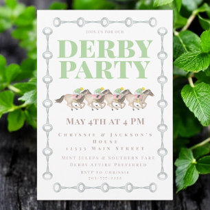 Convites Derby Party Horses Racing Watercolor