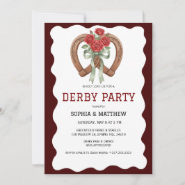 Convites Derby Party Invitation Rustic Horseshoe Roses
