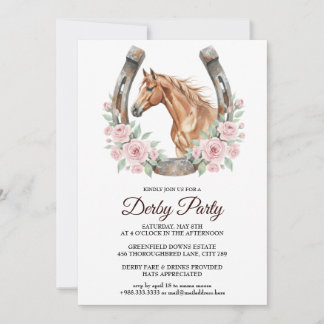 Convites Derby Party Invitation with Horse & Floral Art