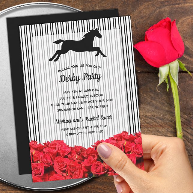 Convites Derby Racecavalo Silhouette e Partido Rosa (Order INSTANT DOWNLOAD to send digitally or PRINTED invitations to mail or both!)