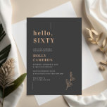 Convites Derramamento moderno minimalista folhagem 60º aniv<br><div class="desc">Convide convidados para o seu casamento com este simples e moderno convite de 60 anos, que contém uma fonte limpa sobre o fundo do carvão. Este convite é perfeito para qualquer estação. Para personalização mais avançada deste design, por exemplo, alteração do layout, da fonte ou do tamanho do texto, clique...</div>