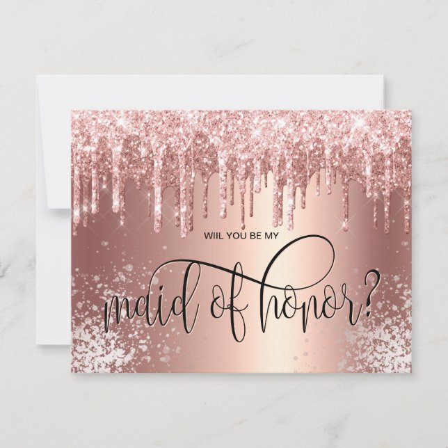 Convites Derramamentos de ouro rosa será minha madrinha de  (Frente)