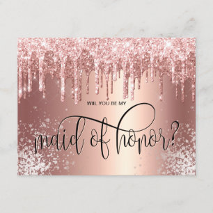 Convites Derramamentos de ouro rosa será minha madrinha de 