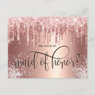 Convites Derramamentos de ouro rosa será minha madrinha de 