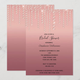 Convites Derramando Diamantes em Rose Gold Chuveiro de Noiv