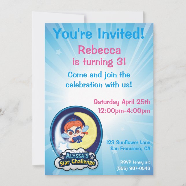 Convites Desafio da estrela de Alyssa (Frente)