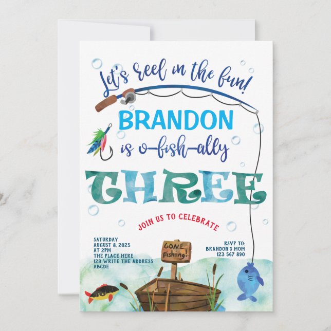 Convites Desapareceu a pesca, O-fish-ally, pesca de anivers (Frente)