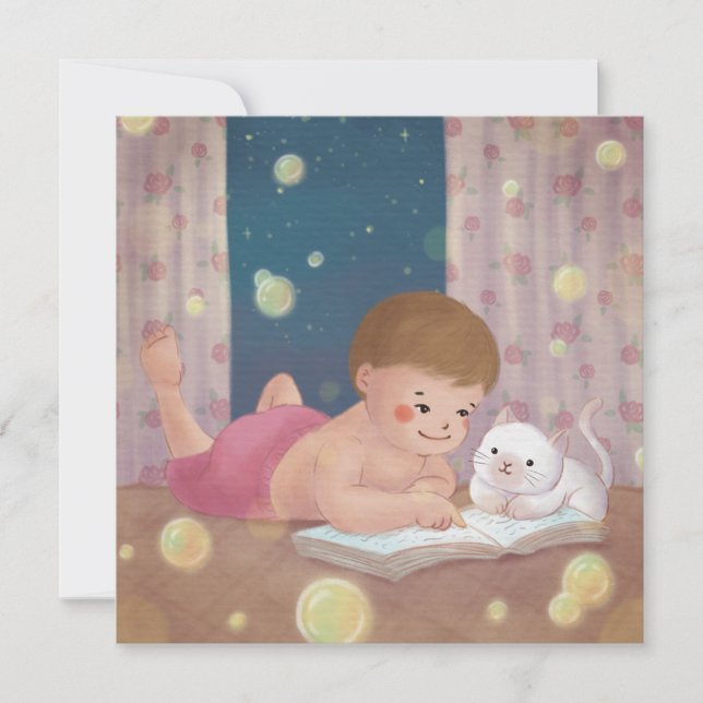 Convites Desaparecidos: Ilustração de Menino e Gato (Frente)