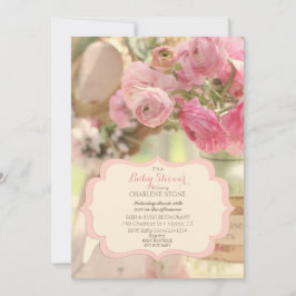 Convites Desbotado Country Chic Flores Rosa Suave