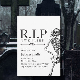 Convites Descanse em paz 20 Anos Crânio Engraçado Funeral 3