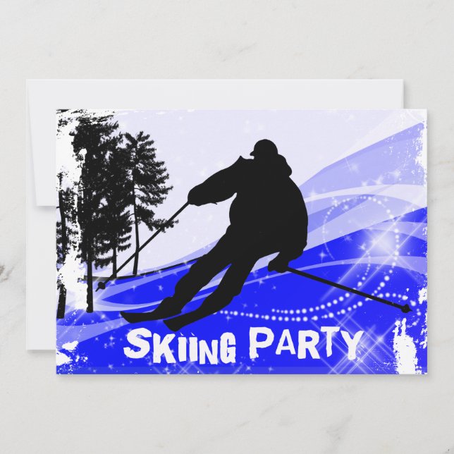 Convites Descida no Ski Slopes Skiing Party (Frente)