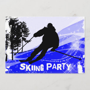 Convites Descida no Ski Slopes Skiing Party