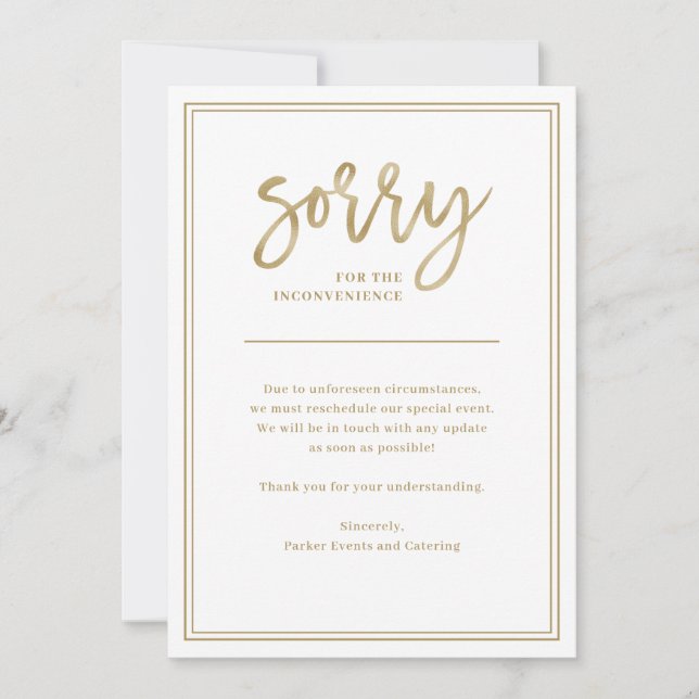 Convites Desculpe o Inconveniente | Cancelamento ou Adiamen (Frente)