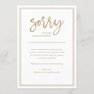 Convites Desculpe o Inconveniente   Cancelamento ou Adiamen