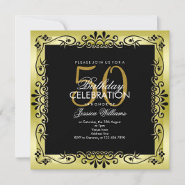 Convites Desdecoração Dourada romântica enquadrou-se no 50º