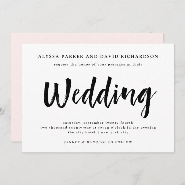 Convites Desejo Moderno | Casamento Negro e Branco (Frente/Verso)