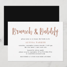 Convites Desejo Moderno | Faux Rosa Dourada Brunch e Bubble