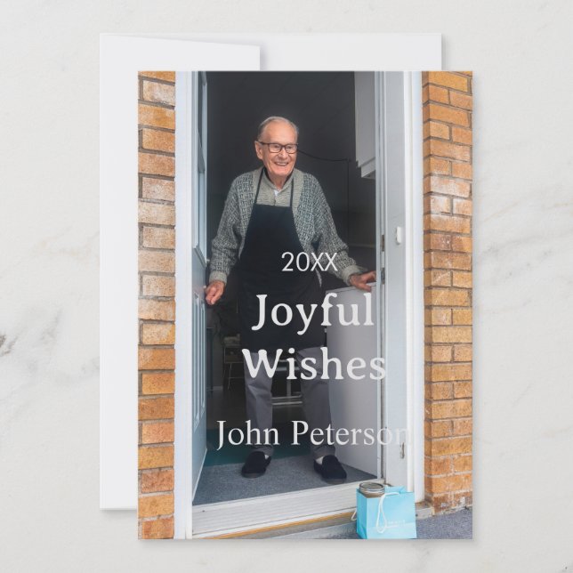 Convites Desejos alegres adicionar nome foto homem feriado  (Frente)