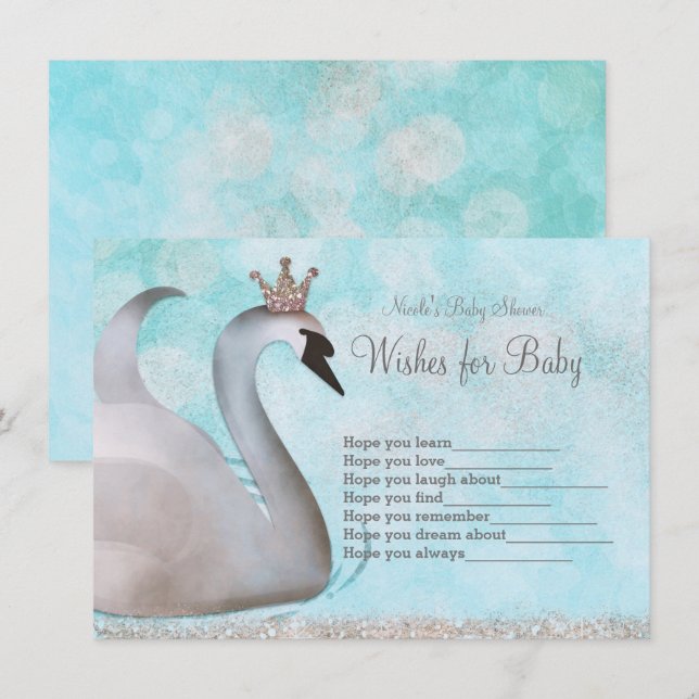 Convites Desejos da Princesa Cisne para o Chá de Bebê Jogo (Frente/Verso)