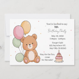 Convites Desejos de Aniversário do Urso Doce
