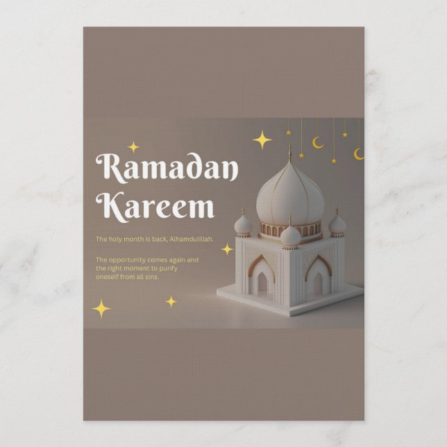 Convites Desejos de Ramadan com Caligrafia Árabe Elegante (Frente)