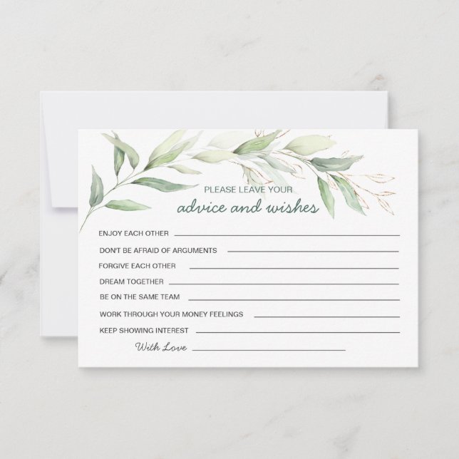 Convites Desejos e Conselhos de Folhagem para os Novos Sr e (Frente)