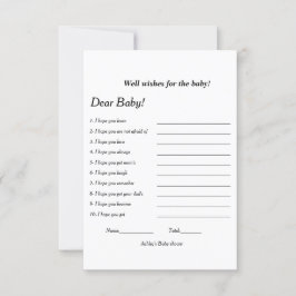 Convites Desejos minimalistas para o jogo do chá de fraldas