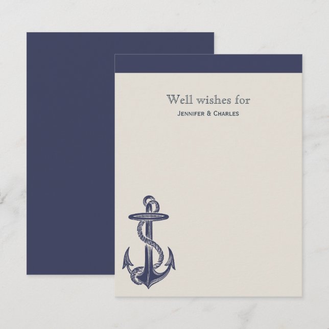 Convites Desejos Náuticos de Casamento Parecido com Azul e  (Frente/Verso)