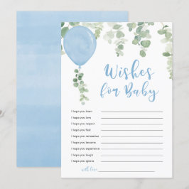 Convites Desejos para balões azuis de bebê