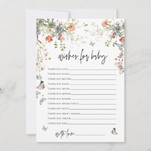 Convites Desejos para Chá de fraldas de flor selvagem bebê