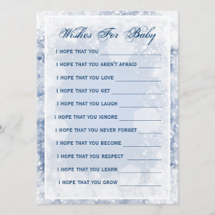 Convites Desejos para Chá de fraldas Night Sparkle Blue