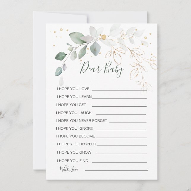 Convites Desejos para Jogo de Chá de Folhagem Dourada para  (Frente)